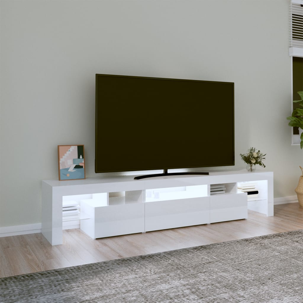 Tv-meubel met LED-verlichting 200x36,5x40 cm hoogglans wit