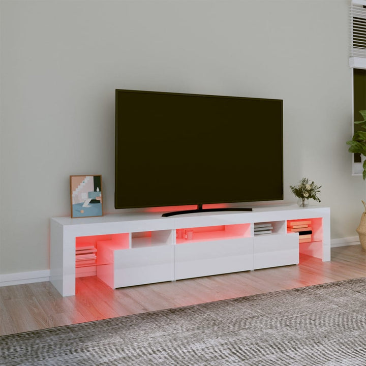 Tv-meubel met LED-verlichting 200x36,5x40 cm hoogglans wit