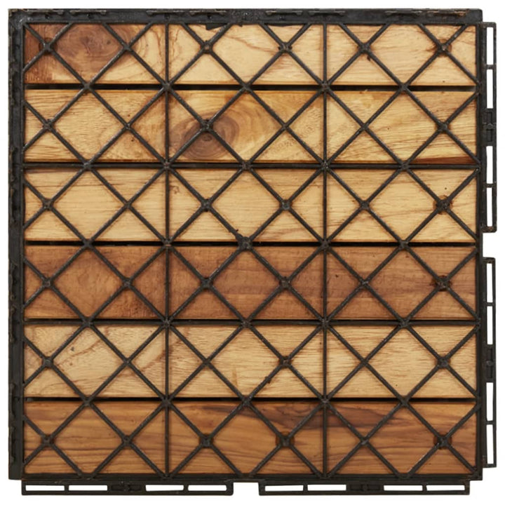 Terrastegels 20 st 30x30 cm massief teakhout verticaal patroon