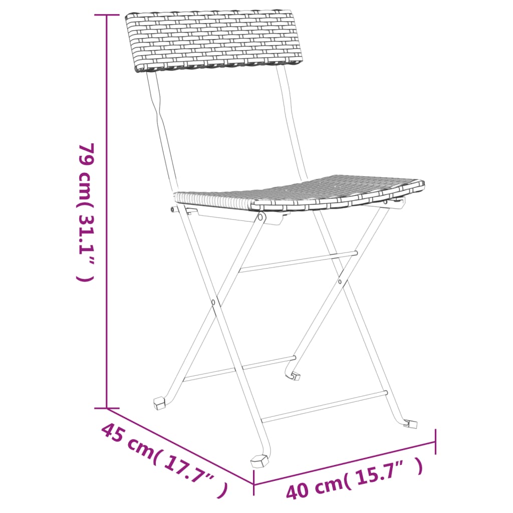 Bistrostoelen 4 st inklapbaar poly rattan en staal zwart