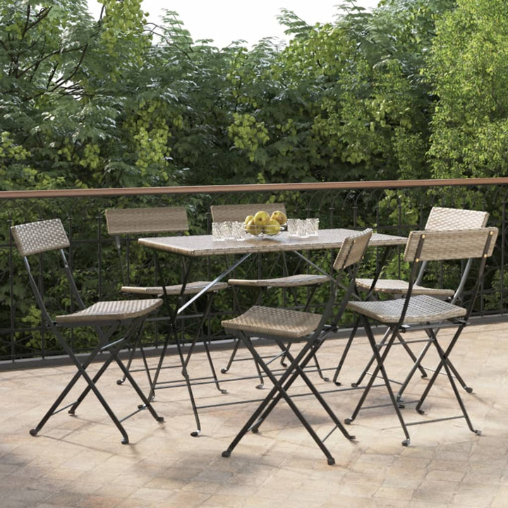 Bistrostoelen 6 st inklapbaar poly rattan en staal grijs