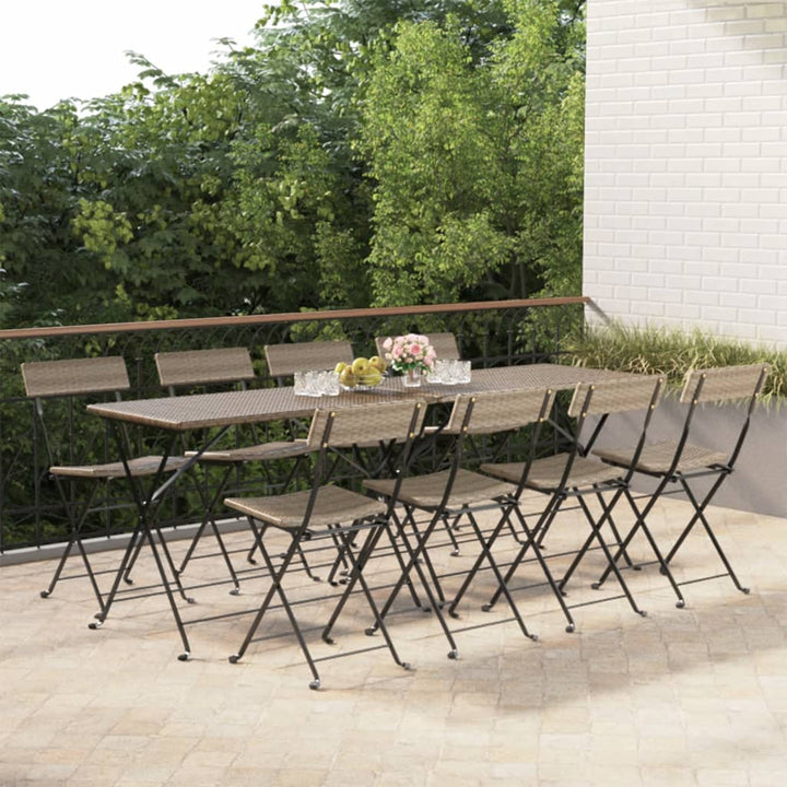 Bistrostoelen 8 st inklapbaar poly rattan en staal grijs