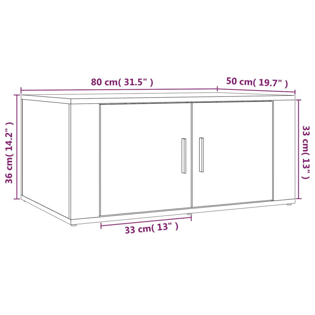 Salontafel 80x50x36 cm bewerkt hout wit