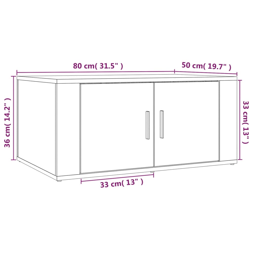 Salontafel 80x50x36 cm bewerkt hout hoogglans wit