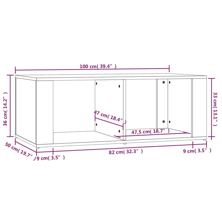 Salontafel 100x50x36 cm bewerkt hout wit