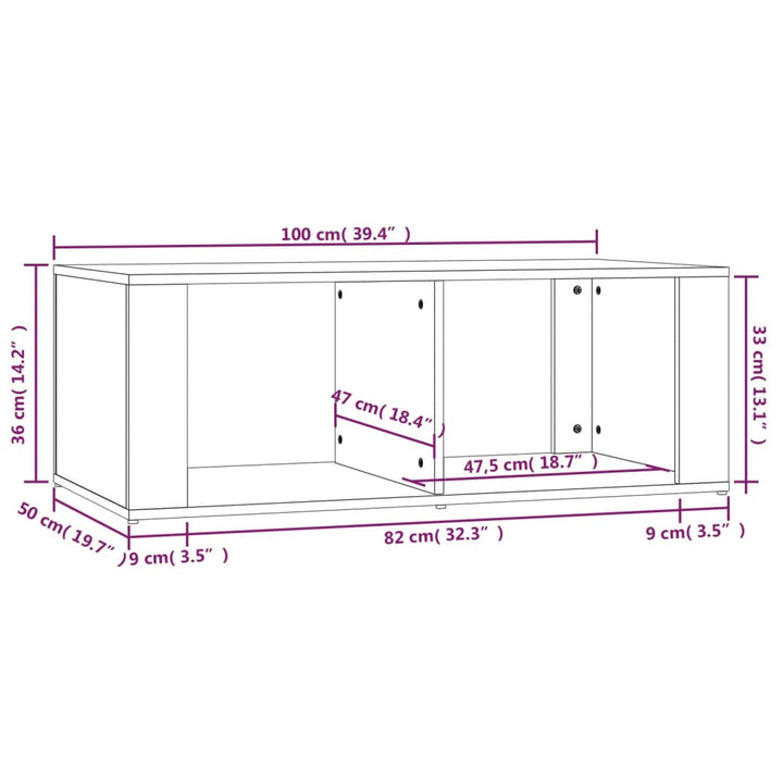 Salontafel 100x50x36 cm bewerkt hout bruineikenkleurig