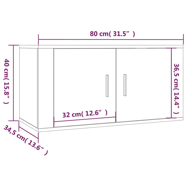 Tv-wandmeubel 80x34,5x40 cm gerookt eikenkleurig