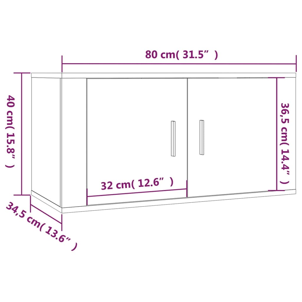 Tv-wandmeubel 80x34,5x40 cm grijs sonoma eikenkleurig