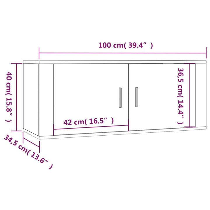 Tv-wandmeubel 100x34,5x40 cm betongrijs