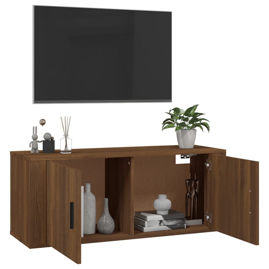 Tv-wandmeubel 100x34,5x40 cm bruineikenkleurig