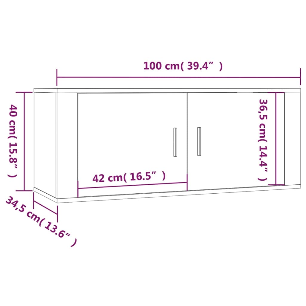 Tv-wandmeubel 100x34,5x40 cm bruineikenkleurig