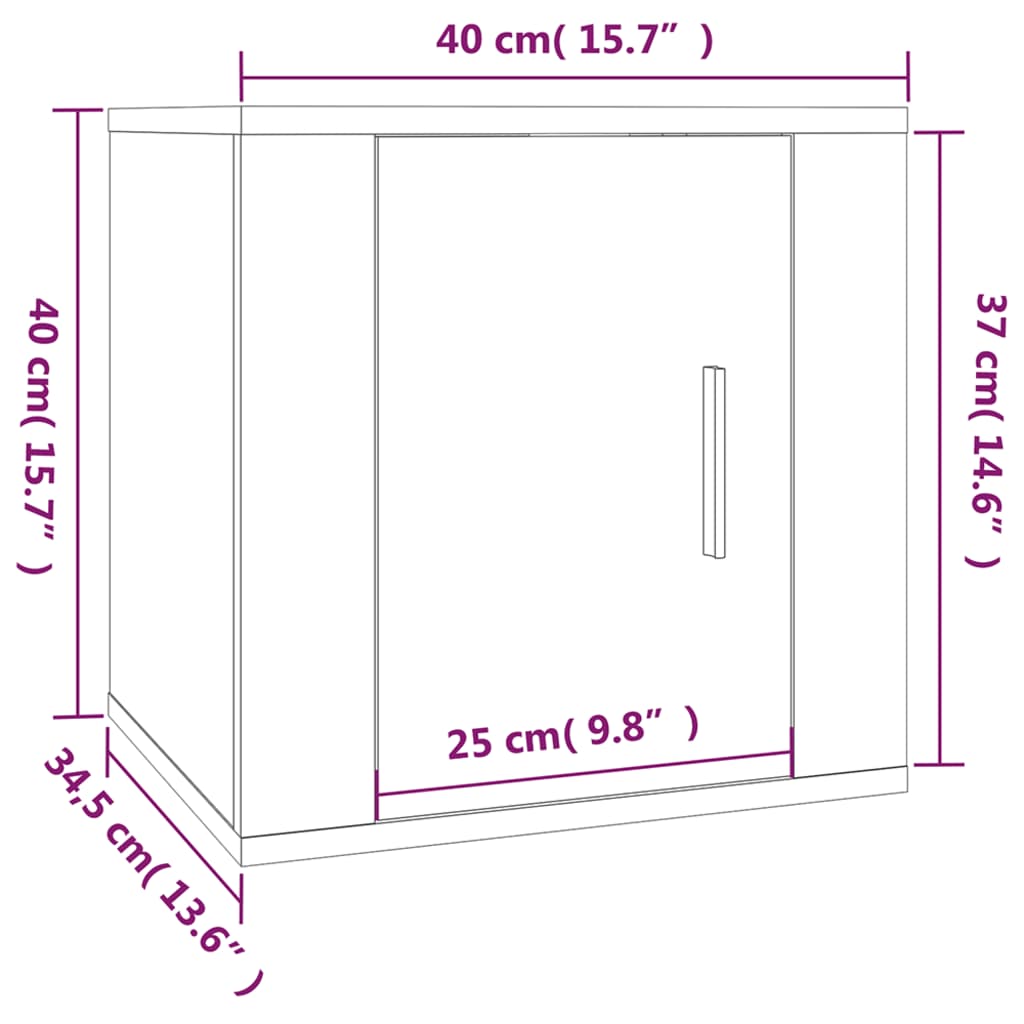 Tv-wandmeubels 2 st 40x34,5x40 cm gerookt eikenkleurig