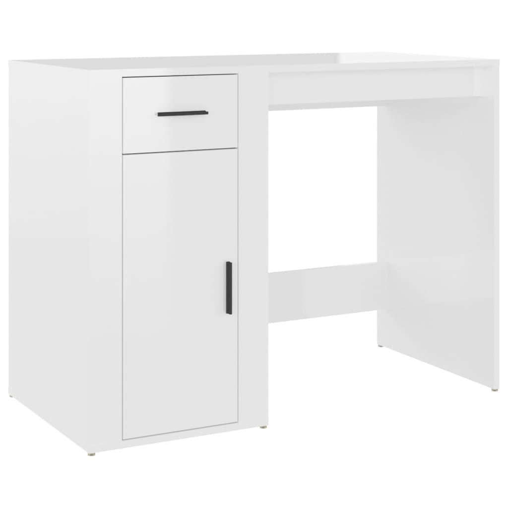 Bureau 100x49x75 cm bewerkt hout hoogglans wit