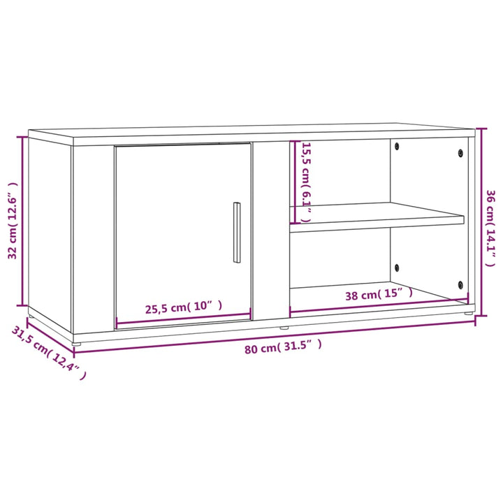 Tv-meubels 2 st 80x31,5x36 cm bewerkt hout sonoma eikenkleurig