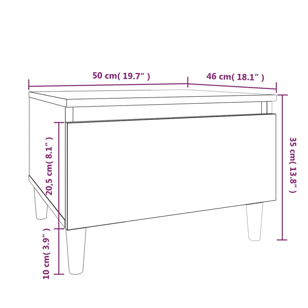 Bijzettafels 2 st 50x46x35 cm bewerkt hout sonoma eikenkleurig