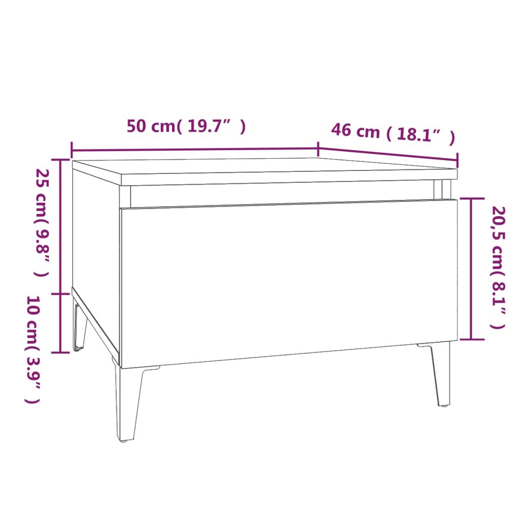 Bijzettafel 50x46x35 cm bewerkt hout sonoma eikenkleurig