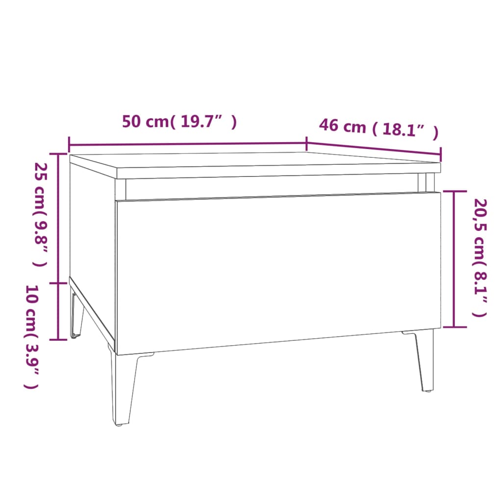 Bijzettafel 50x46x35 cm bewerkt hout gerookt eikenkleurig