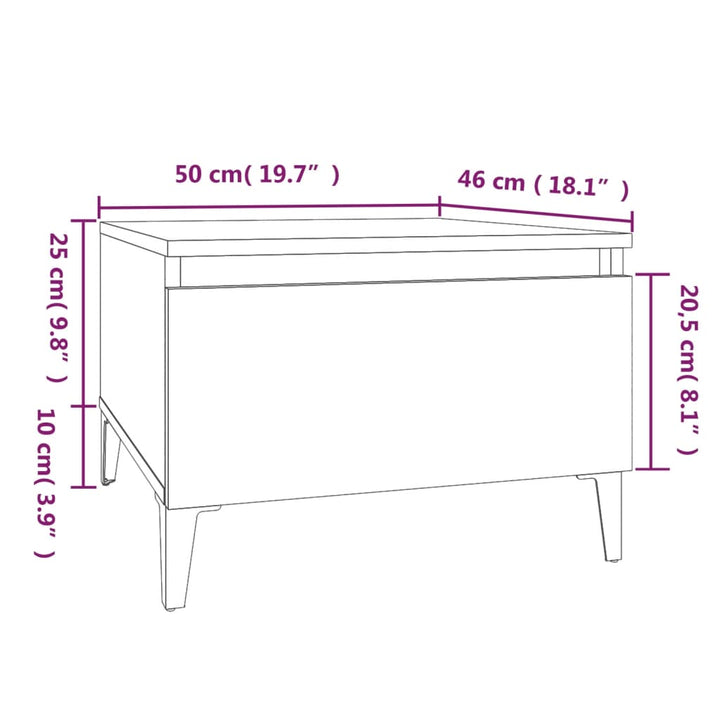 Bijzettafel 50x46x35 cm bewerkt hout bruineikenkleurig