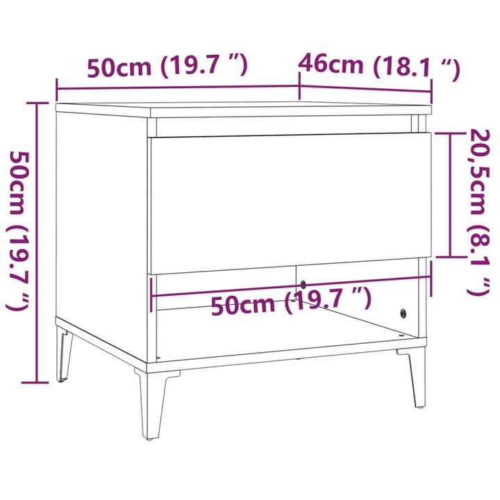 Bijzettafel 50x46x50 cm bewerkt hout sonoma eikenkleurig