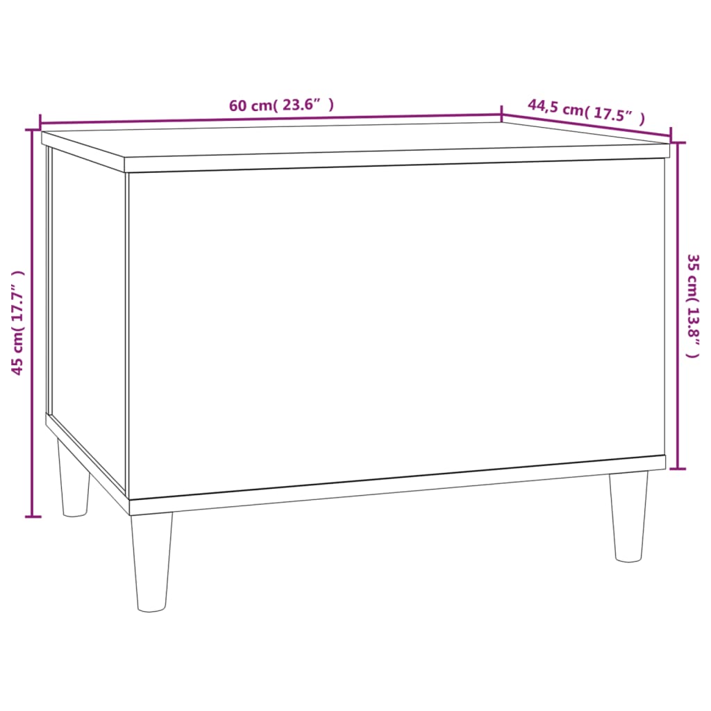 Salontafel 60x44,5x45 cm bewerkt hout hoogglans wit