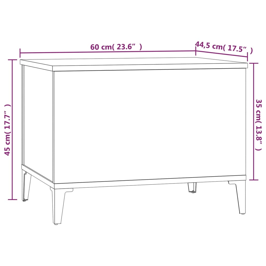 Salontafel 60x44,5x45 cm bewerkt hout wit