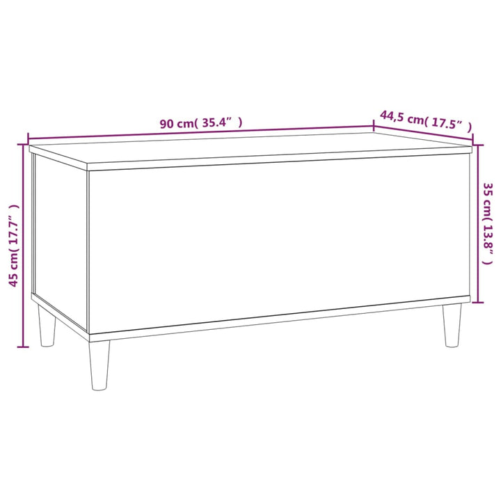 Salontafel 90x44,5x45 cm bewerkt hout wit