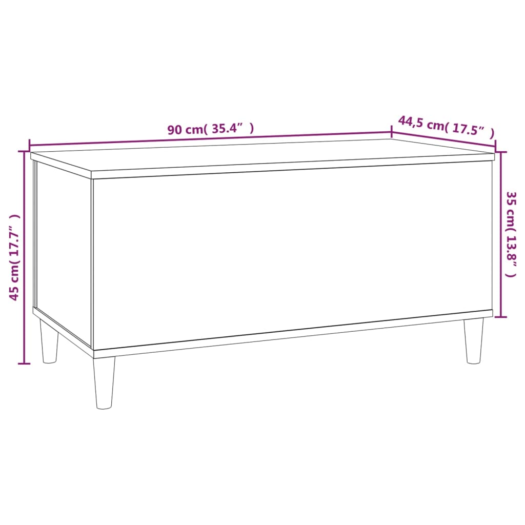 Salontafel 90x44,5x45 cm bewerkt hout bruineikenkleurig