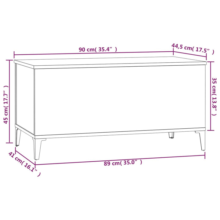 Salontafel 90x44,5x45 cm bewerkt hout wit