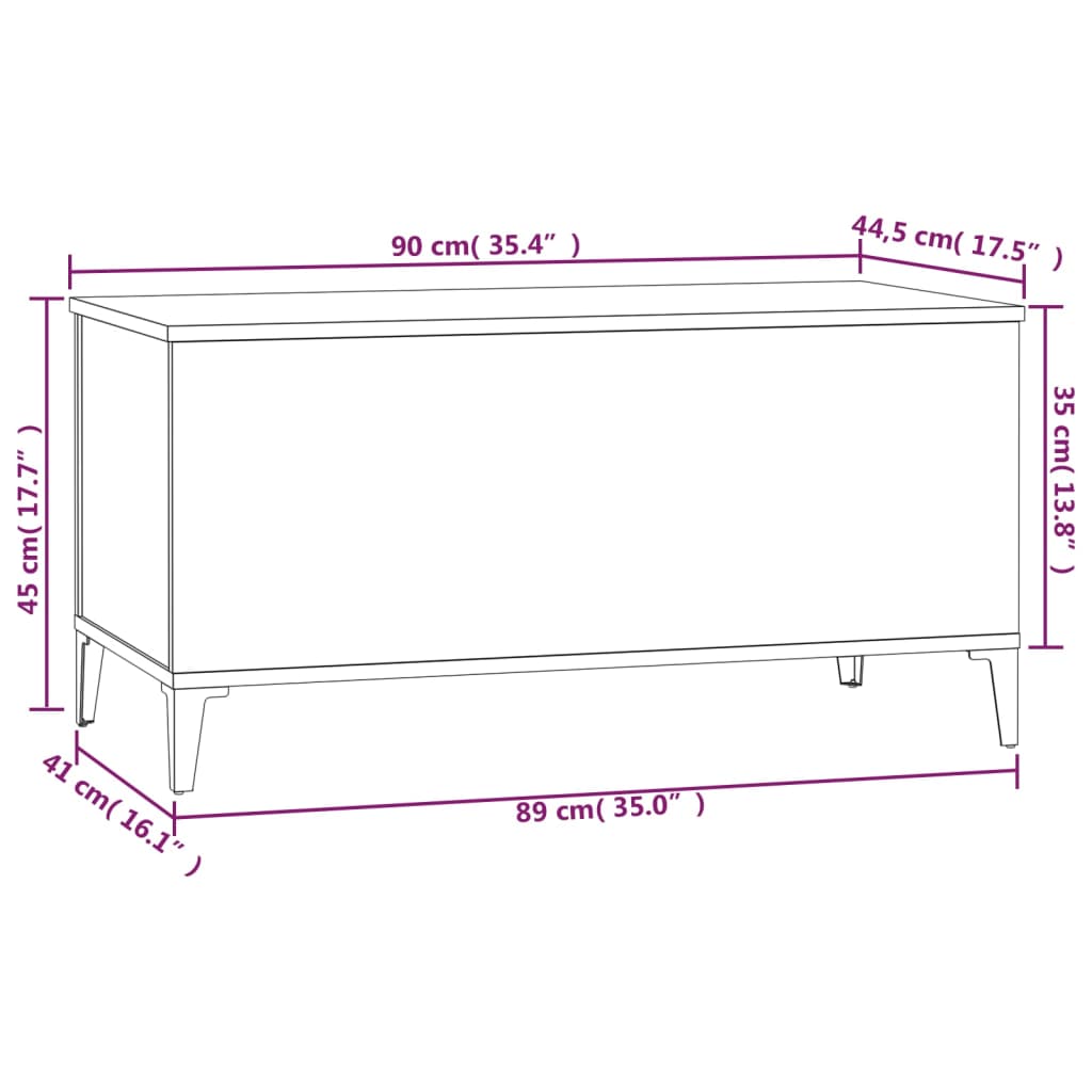 Salontafel 90x44,5x45 cm bewerkt hout sonoma eikenkleurig