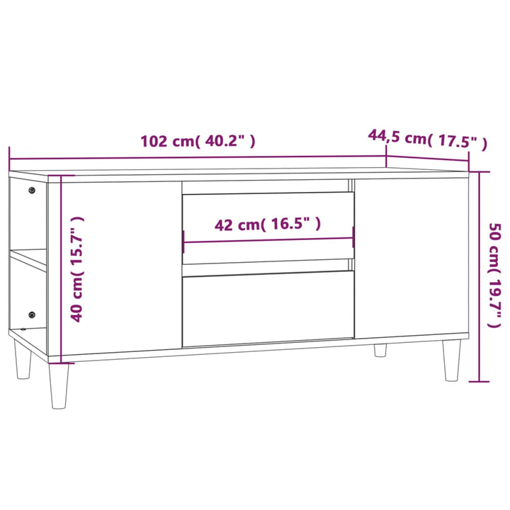 Tv-meubel 102x44,5x50 cm bewerkt hout sonoma eikenkleurig