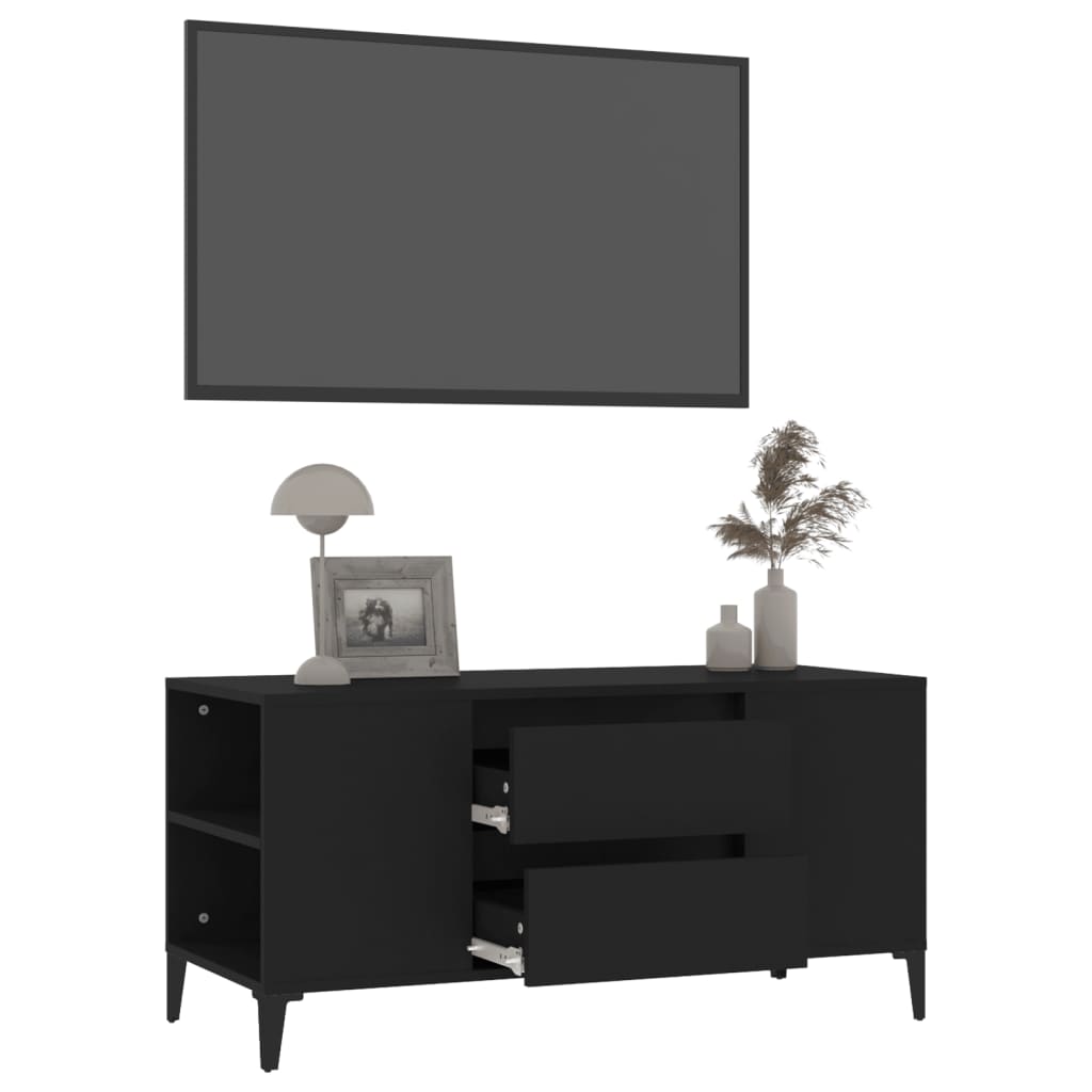 Tv-meubel 102x44,5x50 cm bewerkt hout zwart