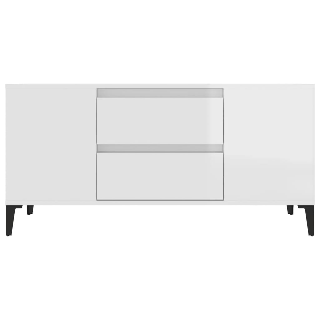 Tv-meubel 102x44,5x50 cm bewerkt hout hoogglans wit