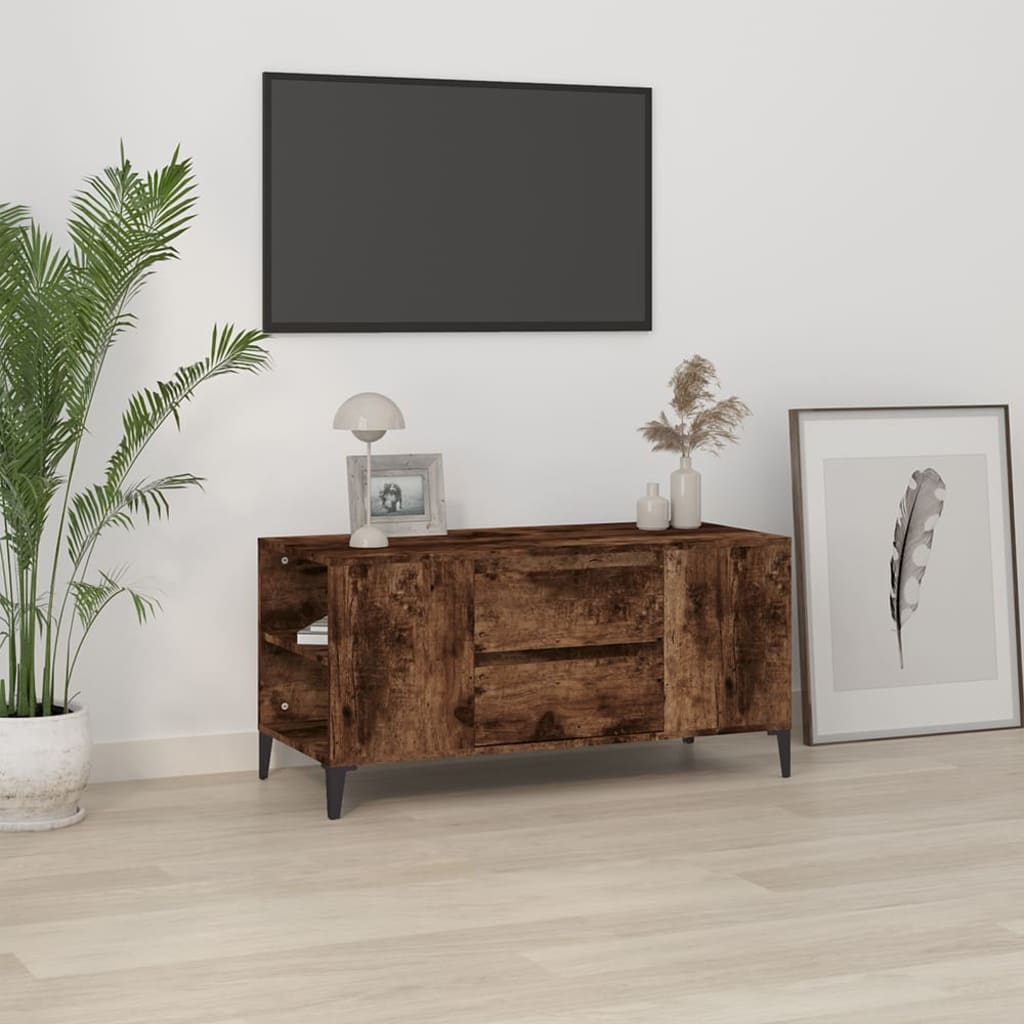 Tv-meubel 102x44,5x50 cm bewerkt hout gerookt eikenkleurig
