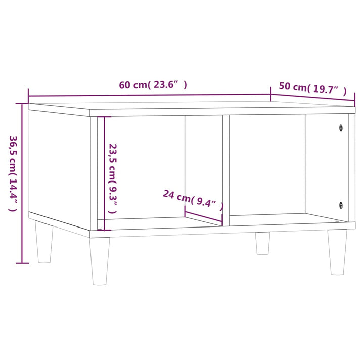 Salontafel 60x50x36,5 cm bewerkt hout gerookt eikenkleurig