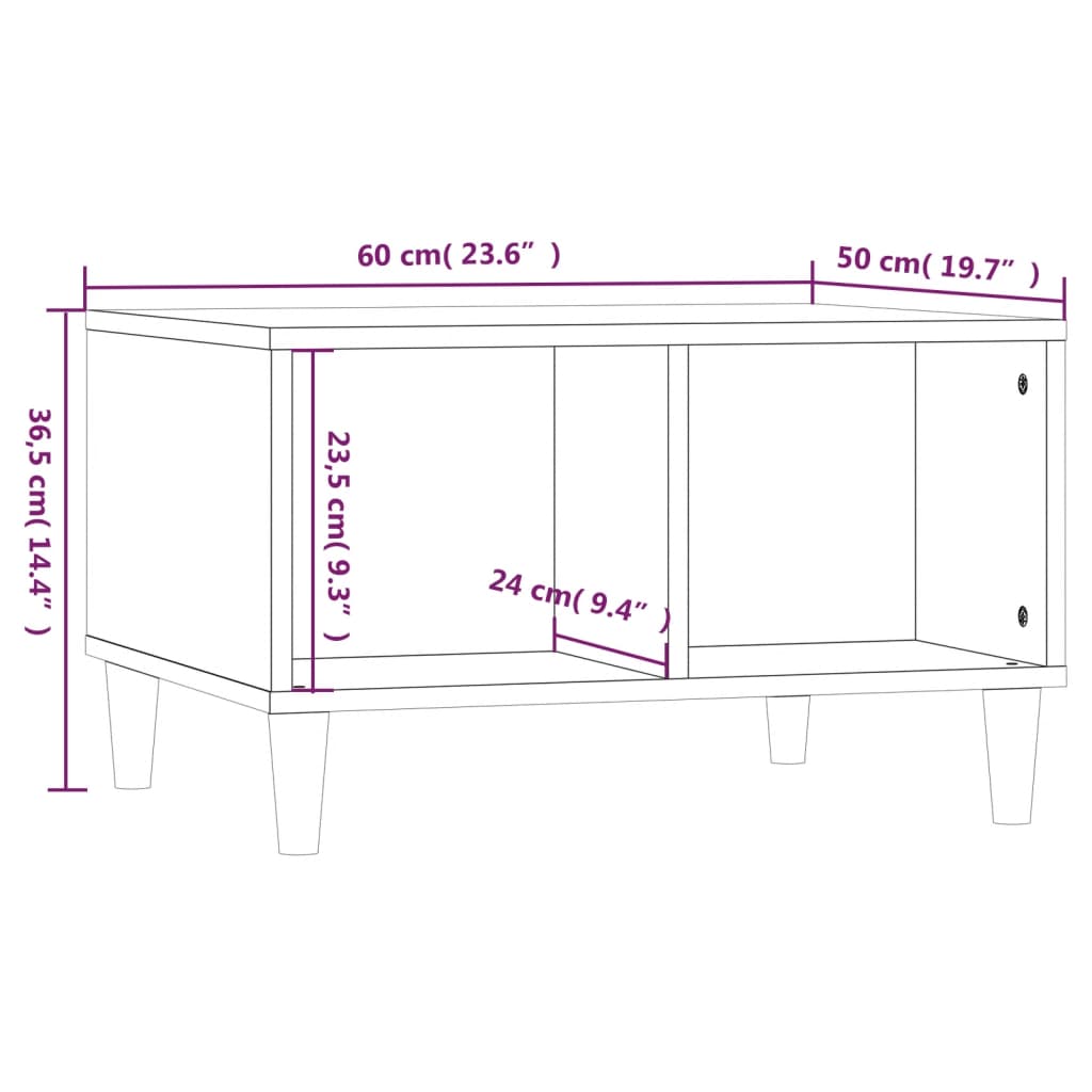 Salontafel 60x50x36,5 cm bewerkt hout grijs