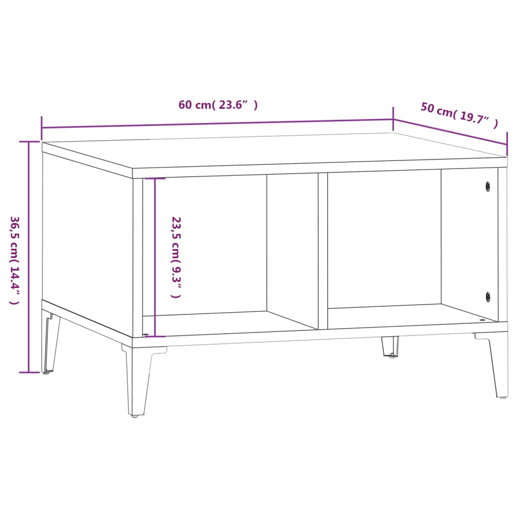 Salontafel 60x50x36,5 cm bewerkt hout zwart