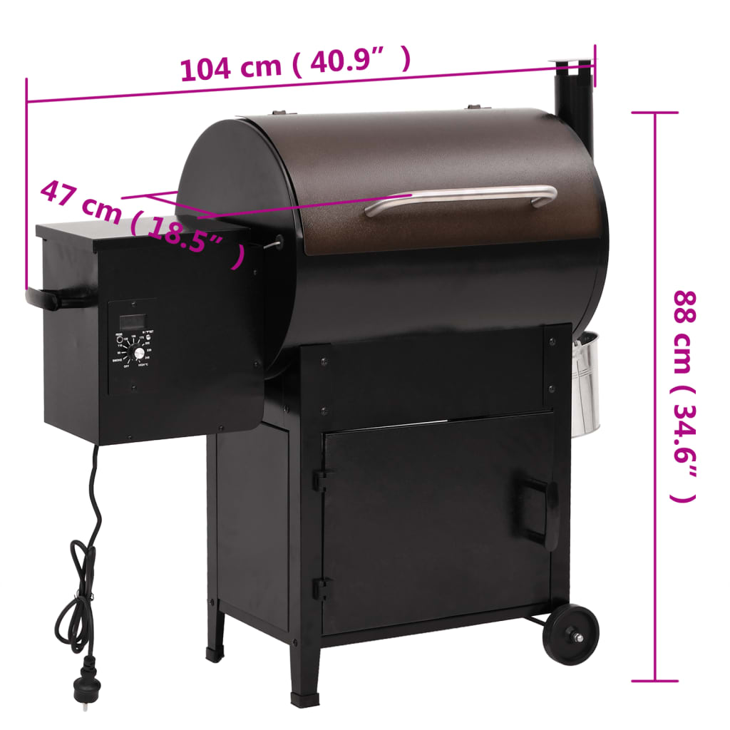 Pelletbarbecue met schoorsteen 104 cm ijzer zwart