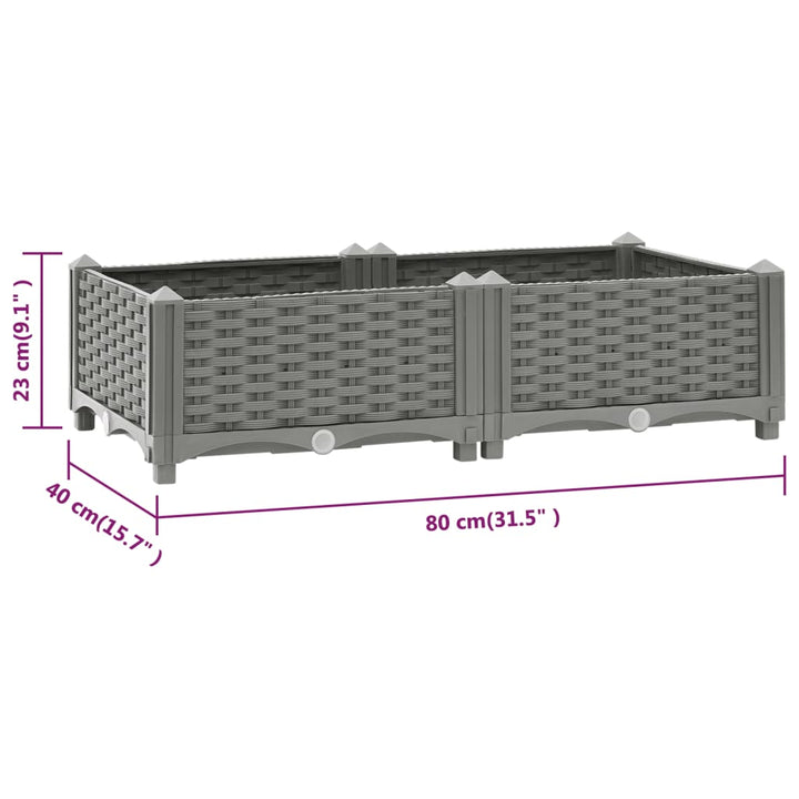 Plantenbak verhoogd 80x40x23 cm polypropeen