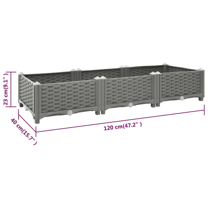 Plantenbak geschat 120x40x23 cm polypropeen