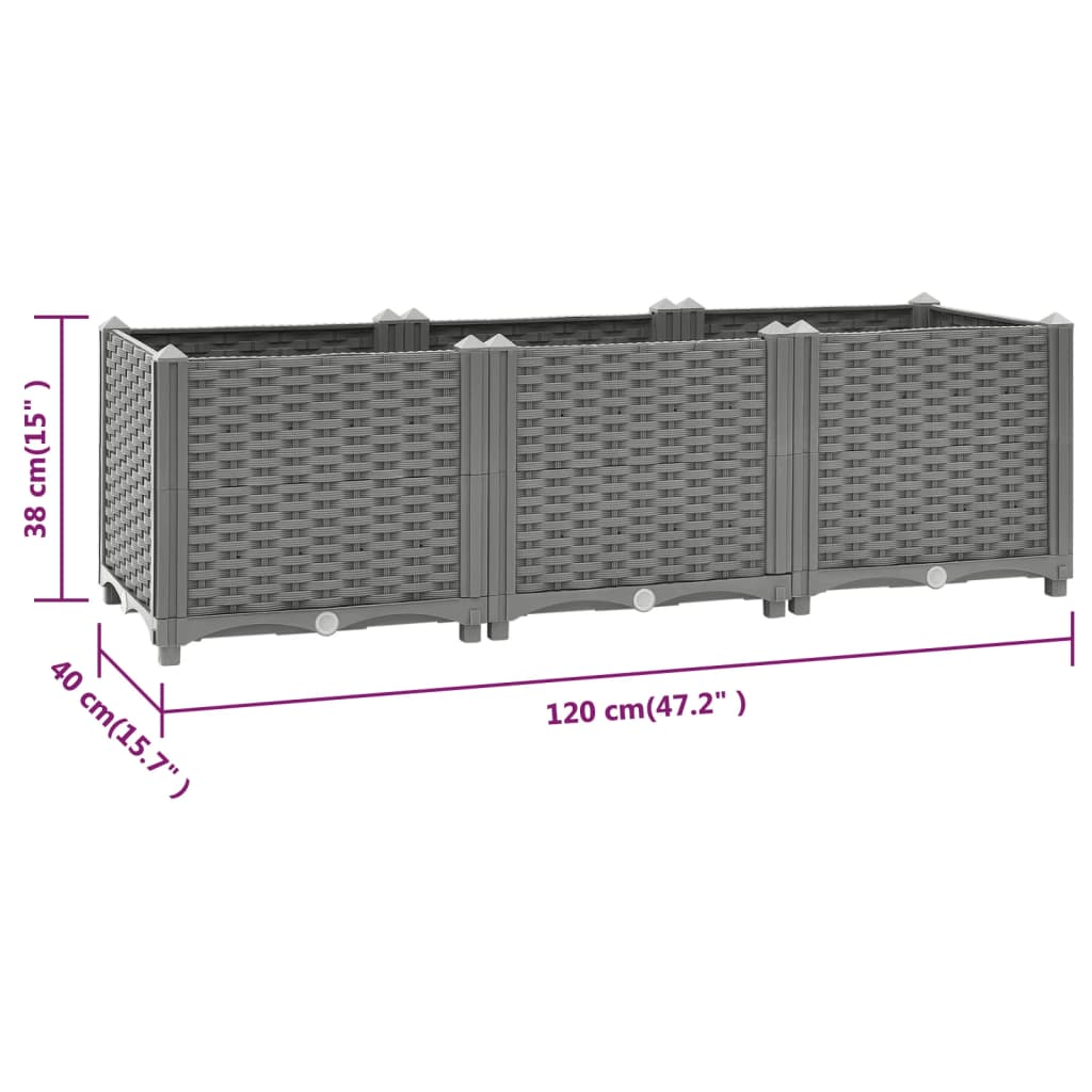 Plantenbak verhoogd 120x40x38 cm polypropeen