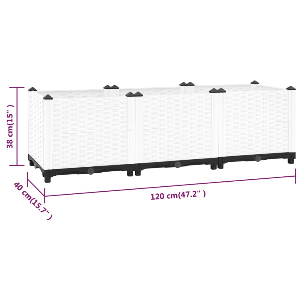 Plantenbak verhoogd 120x40x38 cm polypropeen