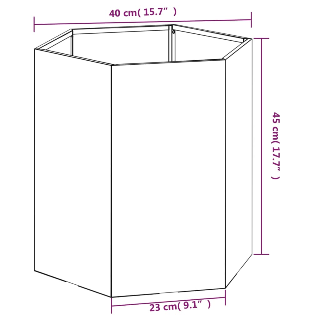 Plantenbak 40x40x45 cm cortenstaal grijs