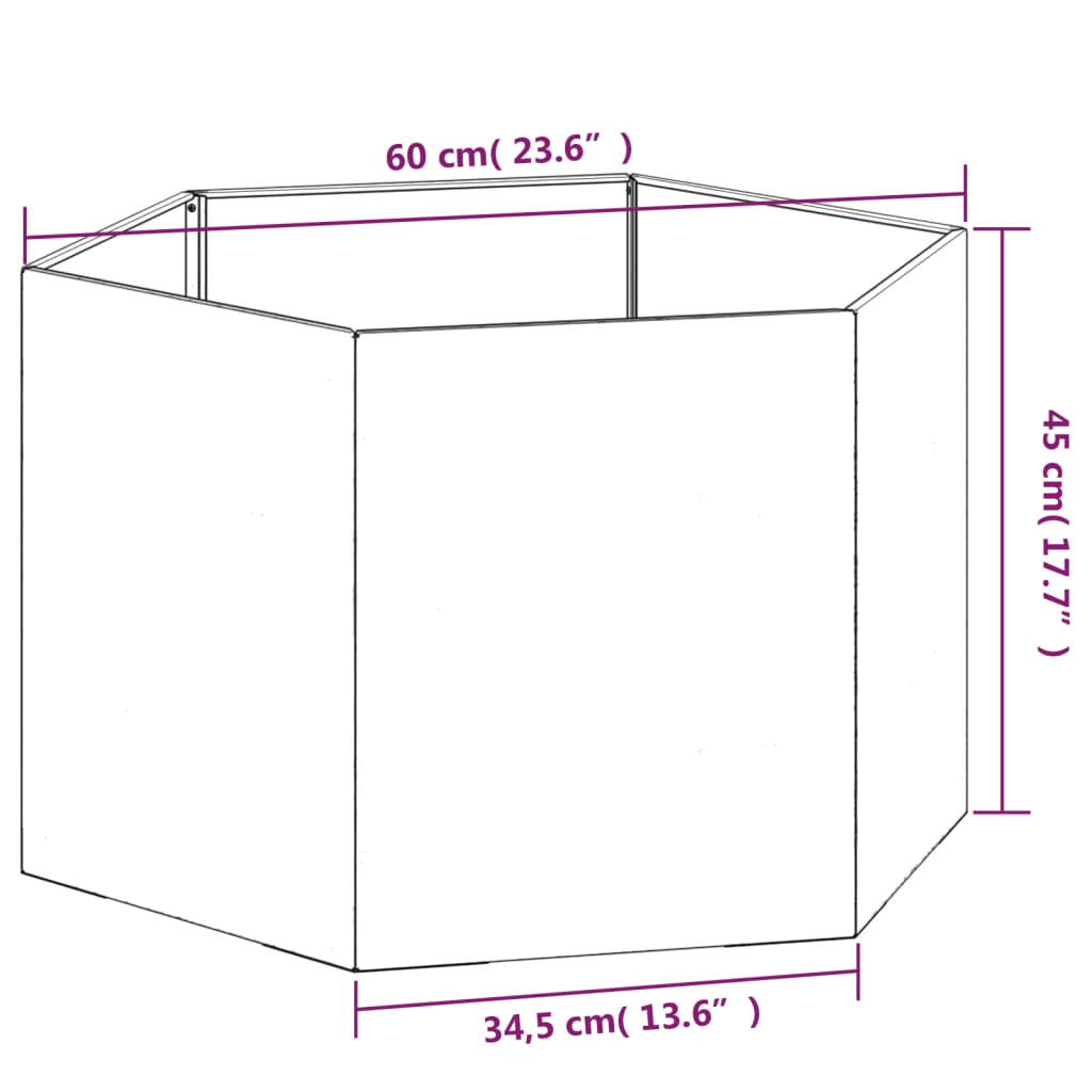 Plantenbak 60x60x45 cm cortenstaal grijs