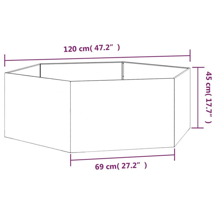 Plantenbak 120x120x45 cm cortenstaal grijs