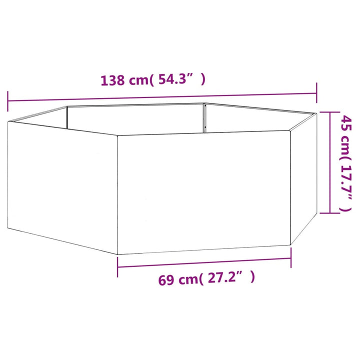 Plantenbak 120x120x45 cm cortenstaal grijs