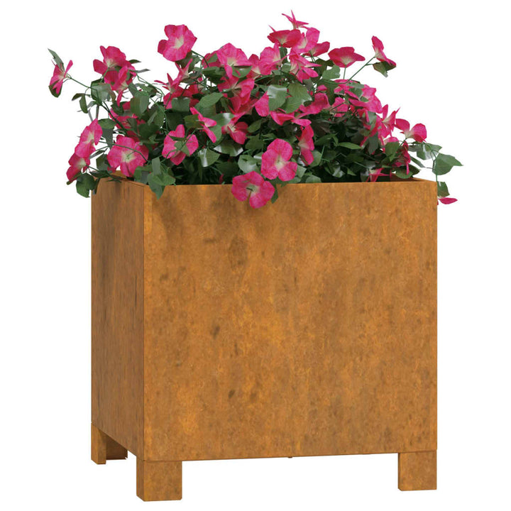 Plantenbakken met poten 2 st roestig 32x30x33 cm cortenstaal