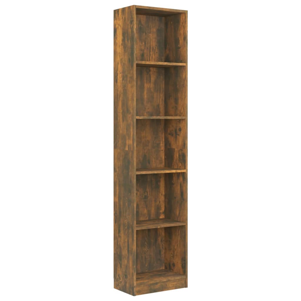 Boekenkast 40x24x175 cm bewerkt hout gerookt eikenkleurig