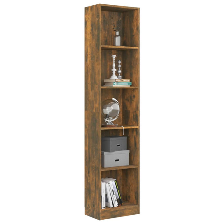 Boekenkast 40x24x175 cm bewerkt hout gerookt eikenkleurig