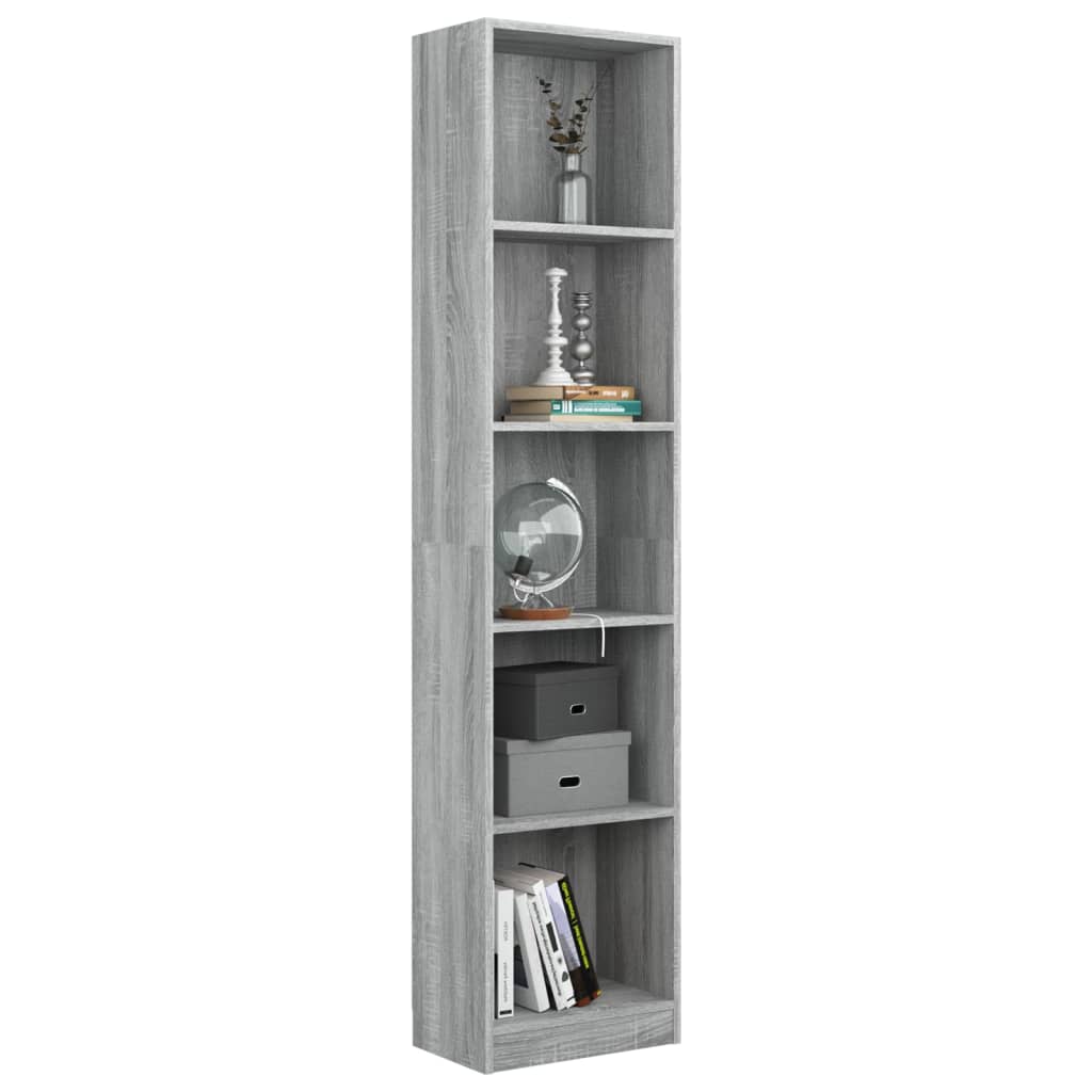 Boekenkast 40x24x175 cm bewerkt hout grijs sonoma eikenkleurig