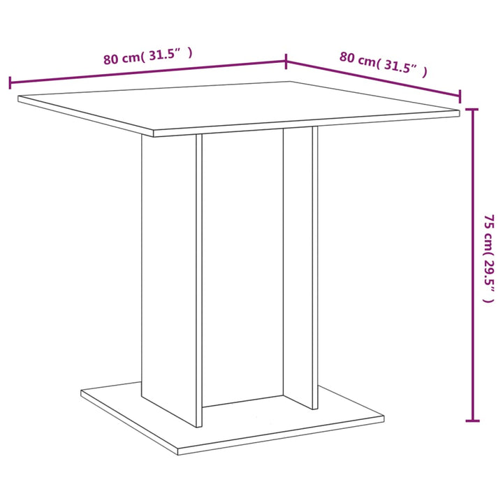 Eettafel 80x80x75 cm bewerkt hout gerookt eiken